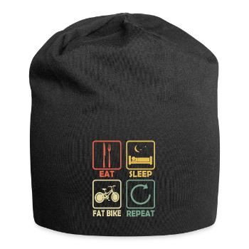 Fatbike Bicycle Eat Sleep Saying Retro Style - Jersey Beanie - black - Front