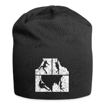 Retro mountaineering bouldering climbing mountain gift - Jersey Beanie - black - Front