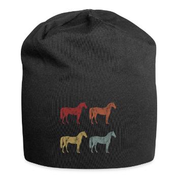 Pony Reiten Retro Reiter Pferd Pferde Reitsport - Jersey-Beanie - Schwarz - Vorne