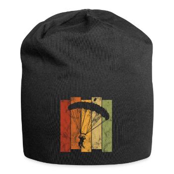 Skydiving parachute skydiver - Jersey Beanie - black - Front