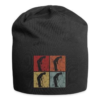 Golfen Retro Golfspieler Golf Golfer Golfschläger - Jersey-Beanie - Schwarz - Vorne