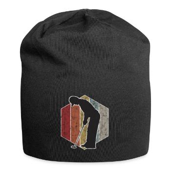 Golf Retro Golfschläger Golfen Golfspieler Golfer - Jersey-Beanie - Schwarz - Vorne