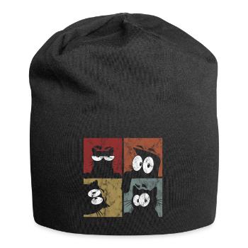 Chat chat chat rétro chat chat Chat Miau - Bonnet en jersey - noir - Devant