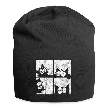 Chat Chat Miau Chat Rétro Chat Chat - Bonnet en jersey - noir - Devant