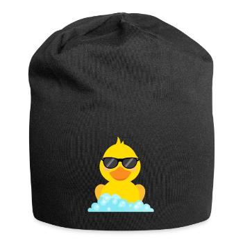 Yellow Duck Bathing Duck with Sunglasses - Jersey Beanie - black - Front