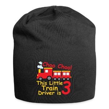 Birthday Shirt 3 year Railway Locomotive Baby Boy - Jersey Beanie - black - Front