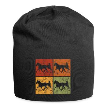 Trotter trotting in retro or vintage style - Jersey Beanie - black - Front