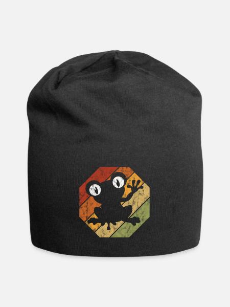 Frog Frogs Gift for Kids Funny Funny - Jersey Beanie - black