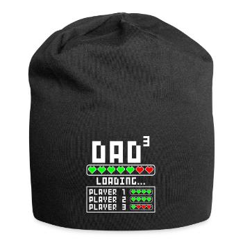 Dad father of 3 third three child baby children - Jersey Beanie - black - Front