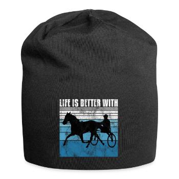 Life is better with Harness Racing Trotting Trot - Jersey Beanie - black - Front