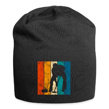 Curling sur glace Curling Retro Cadeau - Bonnet en jersey - noir - Devant