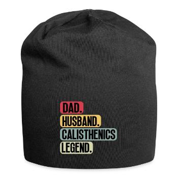 Calisthenics Dad Husband Funny Sayings Vintage - Jersey Beanie - black - Front