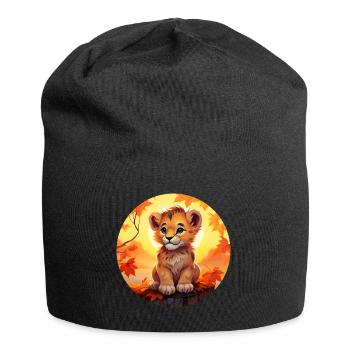 Lion cub in autumn foliage - Romantic sunset desi - Jersey Beanie - black - Front