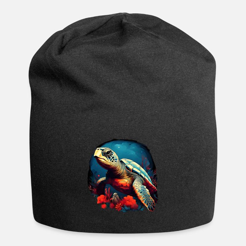 Beautiful turtle - Jersey Beanie - black
