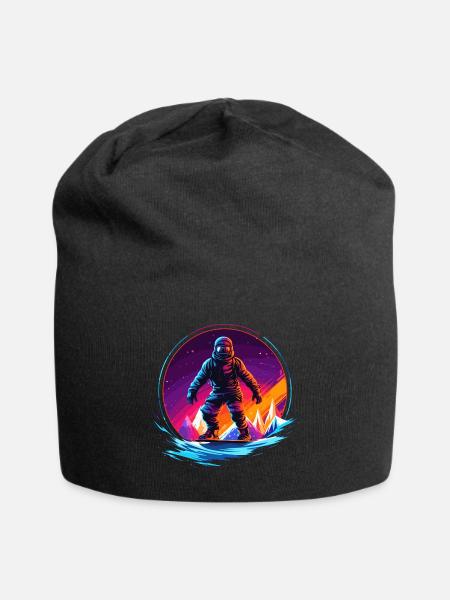 Snowboarden oder Skifahren und dann Après-Ski - Jersey-Beanie - Schwarz