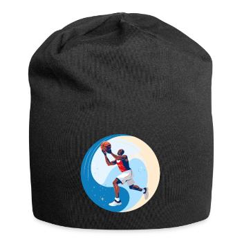 BASKETBALL für immer! - Jersey-Beanie - Schwarz - Vorne