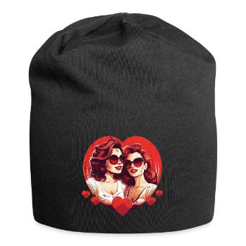 Valentinstag-Outfit für Sie und Sie in Liebe - Jersey-Beanie - Schwarz - Vorne