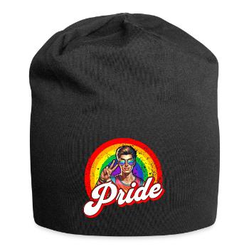 Pride Gay CSD Love LGBTQ Colors of the Rainbow - Jersey Beanie - black - Front