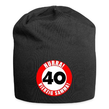 40. Geburtstag Hurra lustiger Spruch - Jersey-Beanie - Schwarz - Vorne