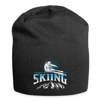 Ski Skifahren Winter Sport Skiurlaub Geschenk - Jersey-Beanie - Schwarz - Vorne