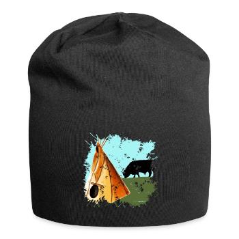 Indianerzelt in der nordamerikanischen Steppe - Jersey-Beanie - Schwarz - Vorne