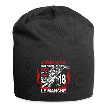 t shirt pompier lance,humour,drôle,couple - Bonnet en jersey - noir - Devant
