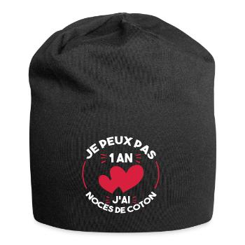 Je peux pas j'ai noces de coton - Bonnet en jersey - noir - Devant