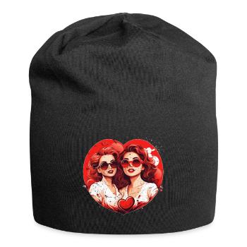 Valentinstag-Outfit für Sie und Sie in Liebe - Jersey-Beanie - Schwarz - Vorne