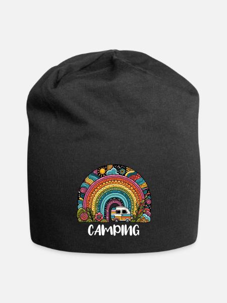 Camping Caravan Wohnwagen Freiheit Sommer Zelten - Jersey-Beanie - Schwarz