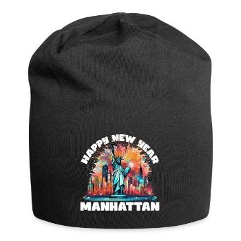 Happy New Year with fireworks in New York - Jersey Beanie - black - Front