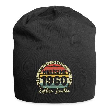 Cadeau D'anniversaire Millésime Fabriqué en 1960 - Bonnet en jersey - noir - Devant