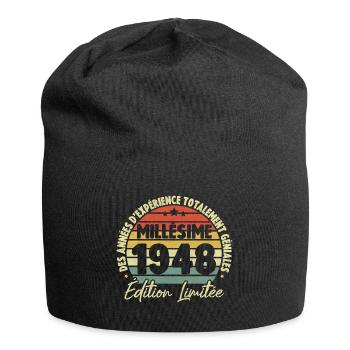 Cadeau D'anniversaire Millésime Fabriqué en 1948 - Bonnet en jersey - noir - Devant