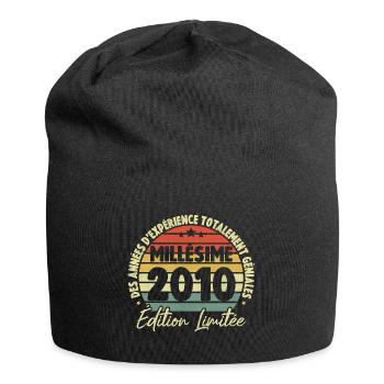 Cadeau D'anniversaire Millésime Fabriqué en 2010 - Bonnet en jersey - noir - Devant