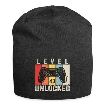 Level 43 Unlocked 43 Jahre Geburtstag Geschenk - Jersey-Beanie - Anthrazit - Vorne
