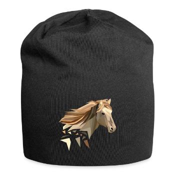 Pferd geometrisch low poly - Jersey-Beanie - Schwarz - Vorne