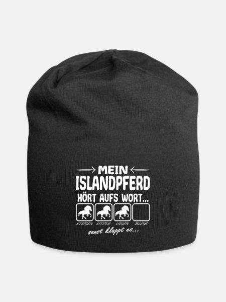 Islandpferd Hört aufs Wort Spruch Lustig - Jersey-Beanie - Schwarz