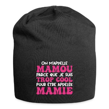 On m'appelle Mamou parce que je suis cool, Mamie - Bonnet en jersey - noir - Devant