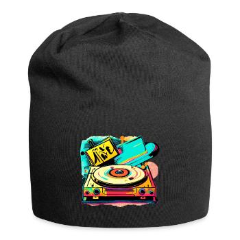 Retro Vinyl Vibes - Jersey-Beanie - Schwarz - Vorne