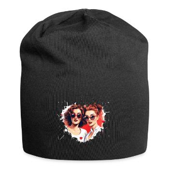 Valentinstag-Outfit für Sie und Sie in Liebe - Jersey-Beanie - Schwarz - Vorne