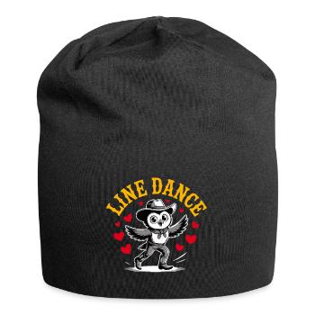 Line Dance Eule lustige Eule mit Stetson und Boots - Jersey-Beanie - Schwarz - Vorne
