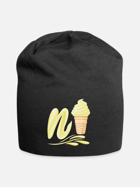N'ice Softeis-Emoji mit Buchstaben N Vanille - Jersey-Beanie - Schwarz