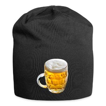 Goldenes Bierglas Motiv - Jersey-Beanie - Schwarz - Vorne