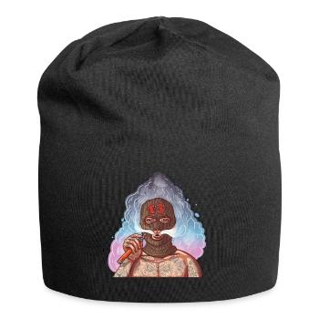 Vape Gangster mit Tattoos und Sturmhaube - Jersey-Beanie - Schwarz - Vorne