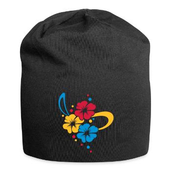 Bouquet de fleurs avec ruban - Bonnet en jersey - noir - Devant