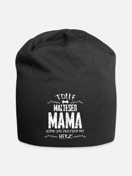 Malteser Hund Liebe Malteser Mama Herz Frauchen - Jersey-Beanie - Schwarz