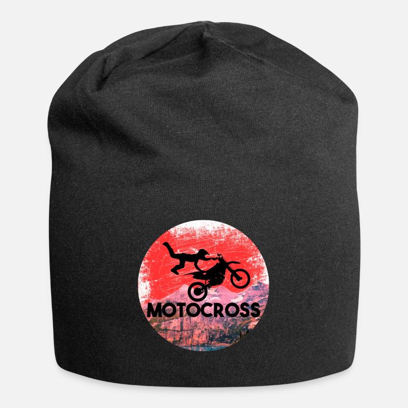 Motocross Geschenk Berglandschaft MX - Jersey-Beanie - Schwarz