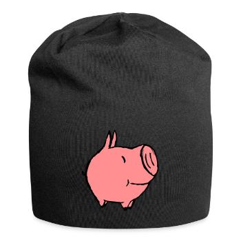 kleines Schweinchen - Jersey-Beanie - Schwarz - Vorne