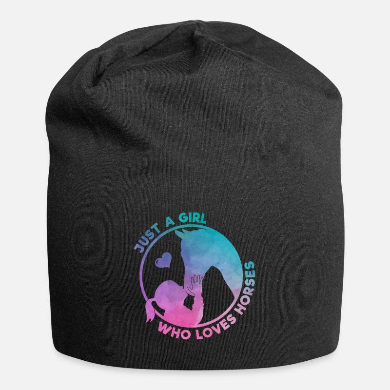 Nur ein Mädchen, das Pferdegeschenk liebt - Jersey-Beanie - Schwarz