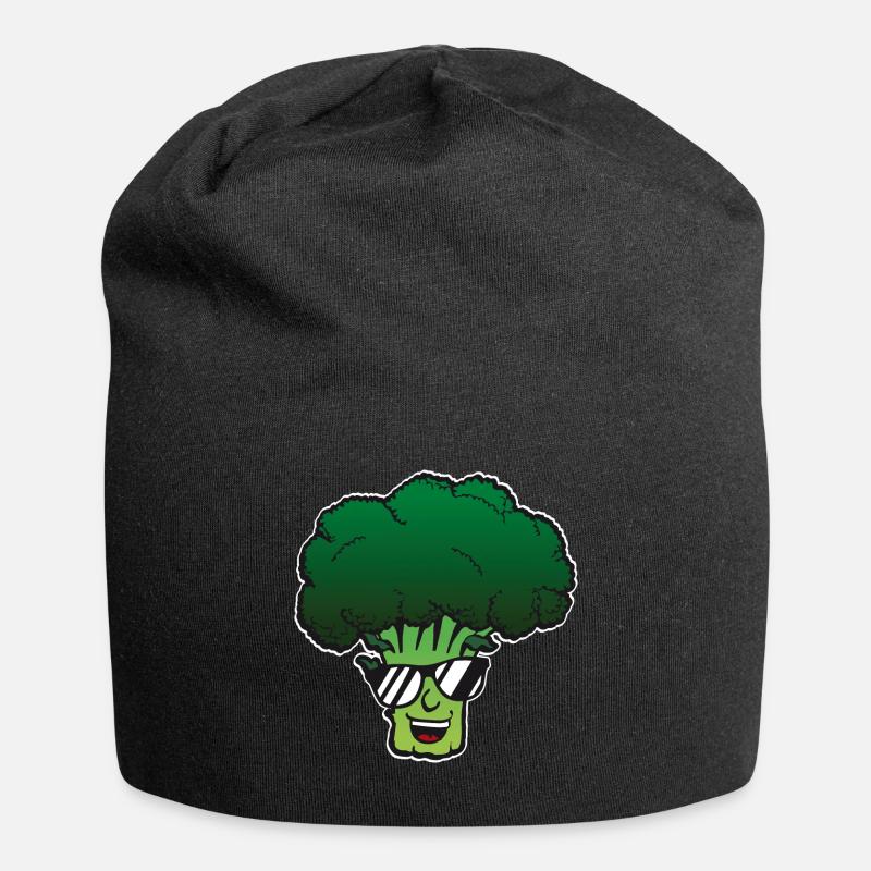 Broccoli mit Sonnenbrille - Jersey-Beanie - Schwarz
