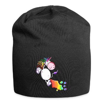 Einhorn lässt es krachen - Jersey-Beanie - Schwarz - Vorne